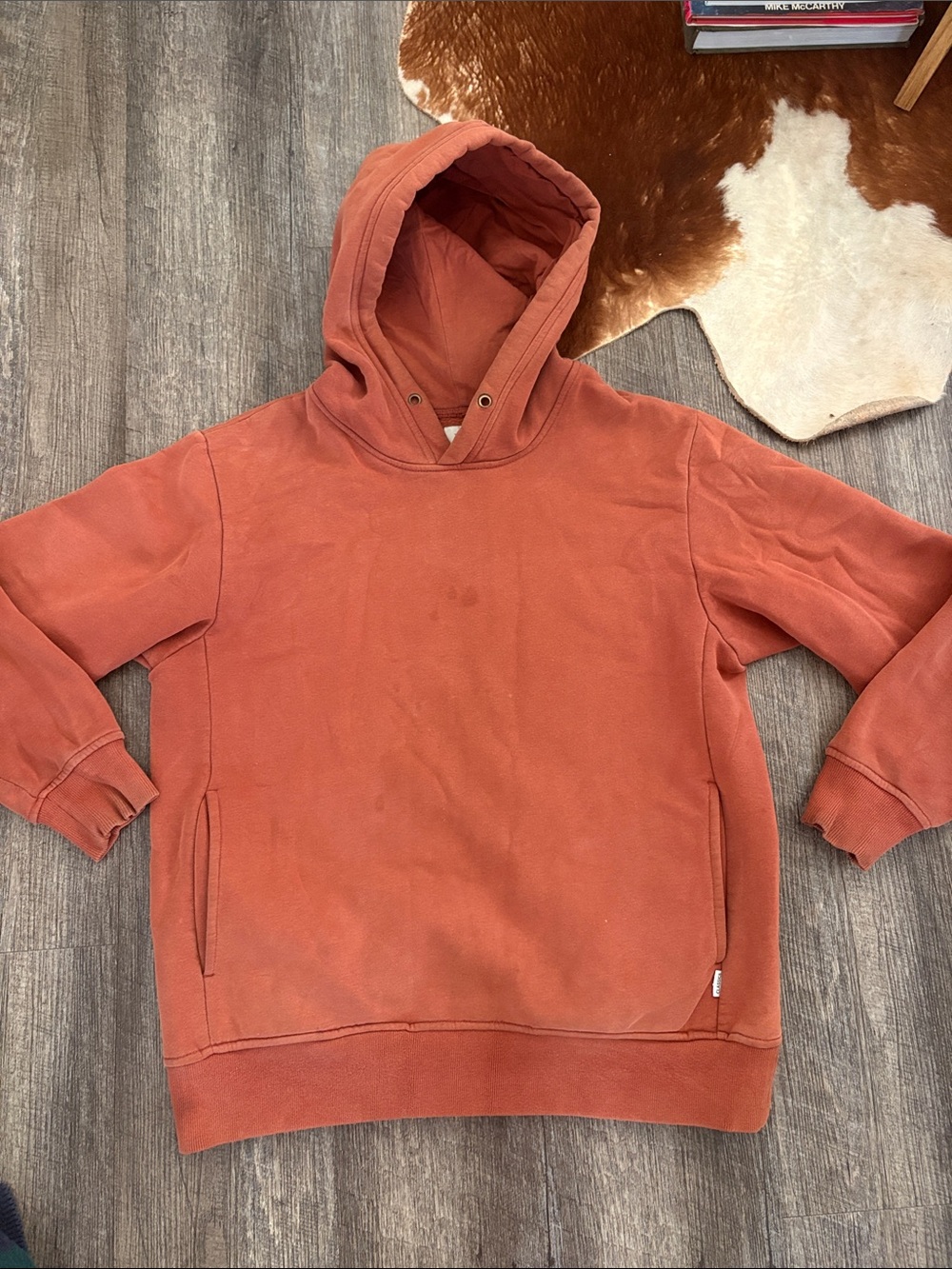 Rhythm. Men's Pullover Hoodie in Rust Orange